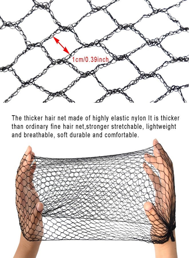 ياتشيو 12 قطعة من شبكة الشعر السميكة السوداء غير المرئية ذات الحواف المرنة، شبكة شعر قابلة لإعادة الاستخدام للنساء، مناسبة لتسريحات الكعكة، وخدمة الطعام، والباليه (20 بوصة). - Image 3